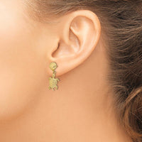 14K Yellow Gold Shell and Sea Turtle Dangle Earrings with Polished Finish by 0