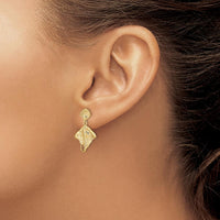 14K Yellow Gold Shell and Stingray Post Dangle Earrings - Polished Finish by 0