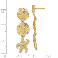 14K Yellow Gold Shell, Sand Dollar, and Starfish Drop Earrings by 0