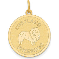 14K Yellow Gold Shetland Sheepdog Engravable Disc Charm - 20mm by Oro Pregiato
