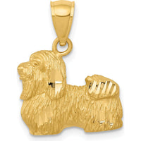 14K Yellow Gold Shih Tzu Dog Pendant with Satin Diamond-cut Finish by Oro Pregiato