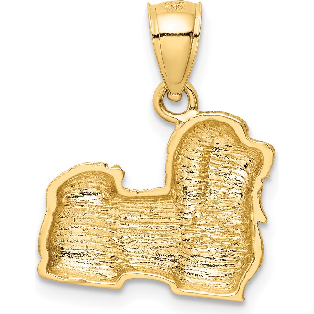 14K Yellow Gold Shih Tzu Dog Pendant with Satin Diamond-cut Finish by Oro Pregiato