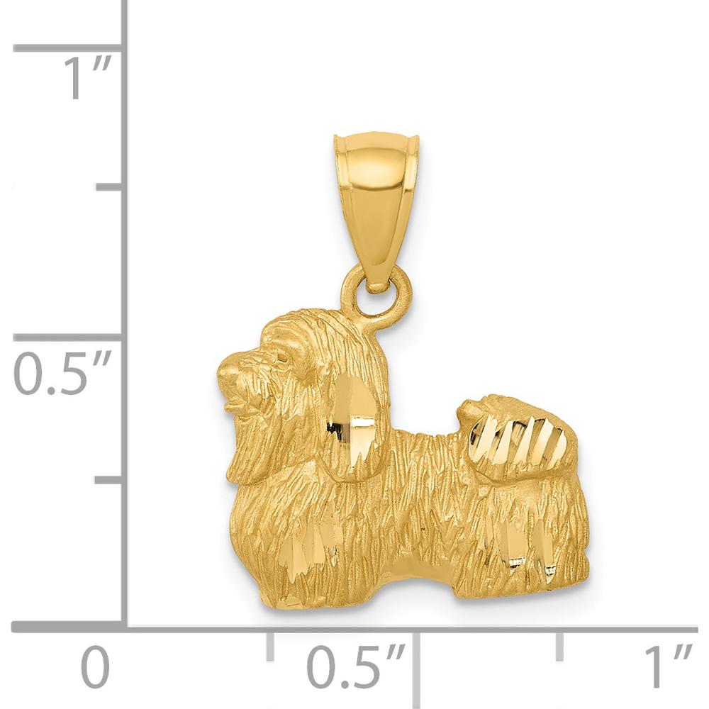 14K Yellow Gold Shih Tzu Dog Pendant with Satin Diamond-cut Finish by Oro Pregiato