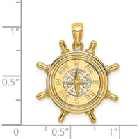 14K Yellow Gold Ship’s Wheel Pendant with Compass Rose Design by Oro Pregiato