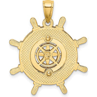 14K Yellow Gold Ship’s Wheel Pendant with Compass Rose Design by Oro Pregiato