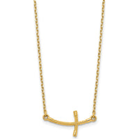 14K Yellow Gold Sideways Curved Twist Cross Necklace - 19" Cable Chain by 0