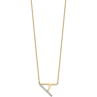 14K Yellow Gold Sideways Diamond Initial "A" Necklace - 0.10 Carat Total Diamond Weight by Oro Pregiato