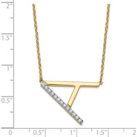 14K Yellow Gold Sideways Diamond Initial "A" Necklace - 0.10 Carat Total Diamond Weight by Oro Pregiato