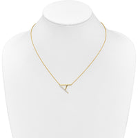 14K Yellow Gold Sideways Diamond Initial "A" Necklace - 0.10 Carat Total Diamond Weight by Oro Pregiato