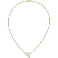 14K Yellow Gold Sideways Diamond Initial "A" Necklace - 0.10 Carat Total Diamond Weight by Oro Pregiato
