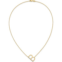 14K Yellow Gold Sideways Diamond Initial B Necklace - Personalized Design with Diamond Accents by Oro Pregiato