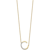 14K Yellow Gold Sideways Diamond Initial "C" Necklace - Personalized Pendant with Diamond Accents by Oro Pregiato