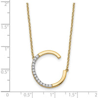 14K Yellow Gold Sideways Diamond Initial "C" Necklace - Personalized Pendant with Diamond Accents by Oro Pregiato