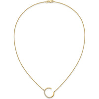 14K Yellow Gold Sideways Diamond Initial "C" Necklace - Personalized Pendant with Diamond Accents by Oro Pregiato