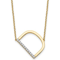 14K Yellow Gold Sideways Diamond Initial D Necklace with Polished Finish - 0.12 Carat Total Diamond Weight by Oro Pregiato