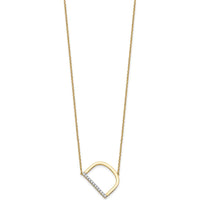 14K Yellow Gold Sideways Diamond Initial D Necklace with Polished Finish - 0.12 Carat Total Diamond Weight by Oro Pregiato