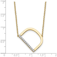 14K Yellow Gold Sideways Diamond Initial D Necklace with Polished Finish - 0.12 Carat Total Diamond Weight by Oro Pregiato