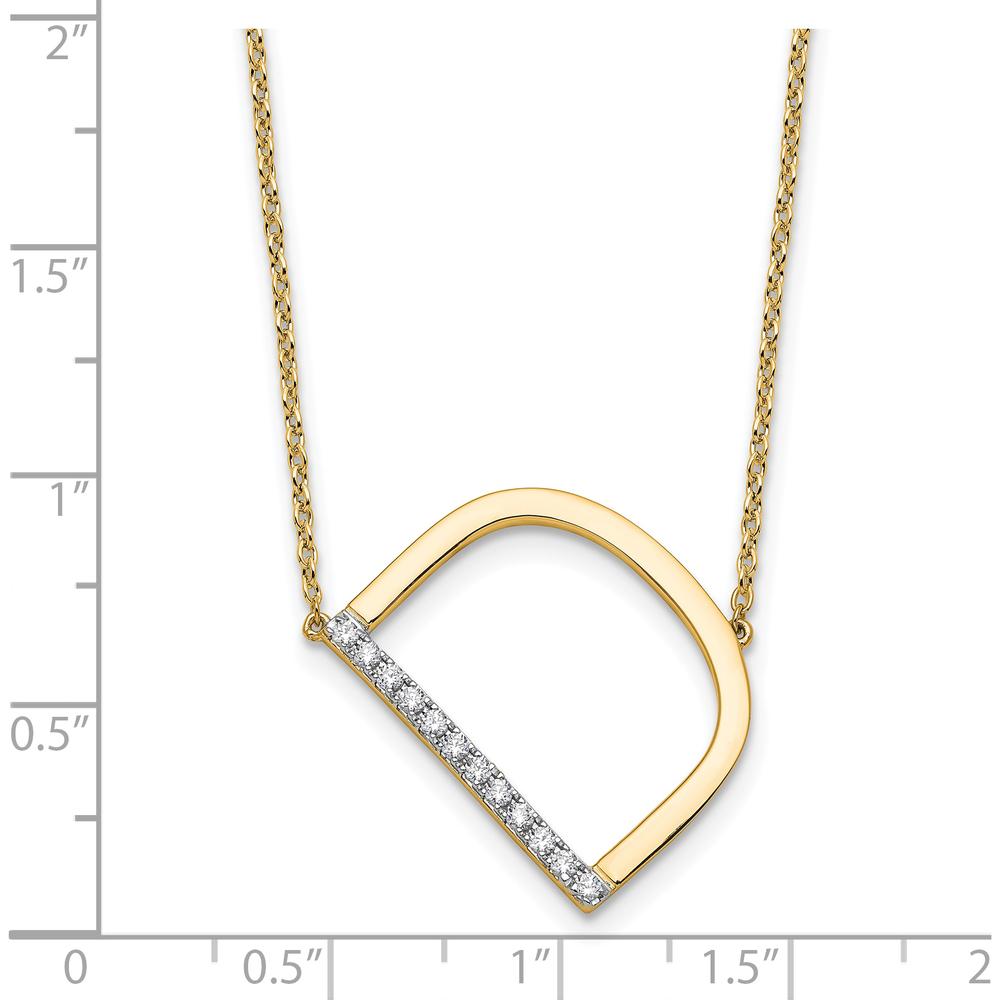 14K Yellow Gold Sideways Diamond Initial D Necklace with Polished Finish - 0.12 Carat Total Diamond Weight by Oro Pregiato