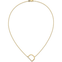 14K Yellow Gold Sideways Diamond Initial D Necklace with Polished Finish - 0.12 Carat Total Diamond Weight by Oro Pregiato