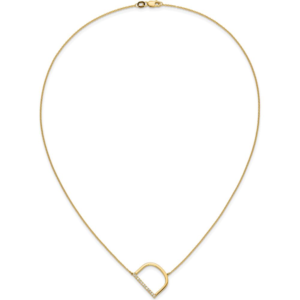 14K Yellow Gold Sideways Diamond Initial D Necklace with Polished Finish - 0.12 Carat Total Diamond Weight by Oro Pregiato