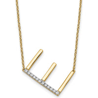 14K Yellow Gold Sideways Diamond Initial E Pendant Necklace - 0.05 Carat Total Diamond Weight by Oro Pregiato