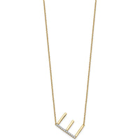 14K Yellow Gold Sideways Diamond Initial E Pendant Necklace - 0.05 Carat Total Diamond Weight by Oro Pregiato