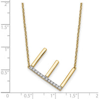 14K Yellow Gold Sideways Diamond Initial E Pendant Necklace - 0.05 Carat Total Diamond Weight by Oro Pregiato