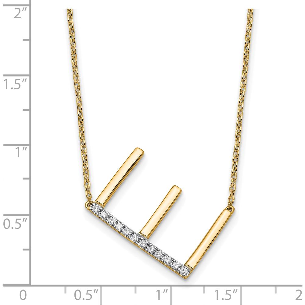 14K Yellow Gold Sideways Diamond Initial E Pendant Necklace - 0.05 Carat Total Diamond Weight by Oro Pregiato