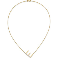 14K Yellow Gold Sideways Diamond Initial E Pendant Necklace - 0.05 Carat Total Diamond Weight by Oro Pregiato