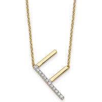 14K Yellow Gold Sideways Diamond Initial "F" Necklace - Polished Finish with Diamonds by Oro Pregiato