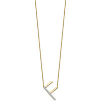 14K Yellow Gold Sideways Diamond Initial "F" Necklace - Polished Finish with Diamonds by Oro Pregiato