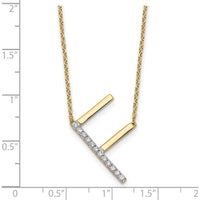 14K Yellow Gold Sideways Diamond Initial "F" Necklace - Polished Finish with Diamonds by Oro Pregiato
