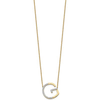 14K Yellow Gold Sideways Diamond Initial G Necklace - Personalized Pendant with Round Diamonds by Oro Pregiato