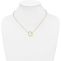 14K Yellow Gold Sideways Diamond Initial G Necklace - Personalized Pendant with Round Diamonds by Oro Pregiato
