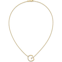 14K Yellow Gold Sideways Diamond Initial G Necklace - Personalized Pendant with Round Diamonds by Oro Pregiato