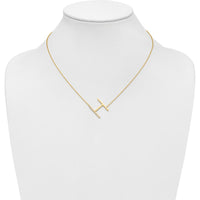 14K Yellow Gold Sideways Diamond Initial 'H' Necklace - Personalized Pendant with Diamond Accents by Oro Pregiato