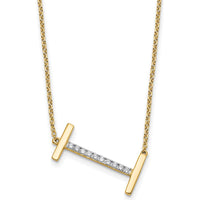 14K Yellow Gold Sideways Diamond Initial "I" Necklace - Personalized Pendant with Diamonds by Oro Pregiato