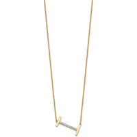 14K Yellow Gold Sideways Diamond Initial "I" Necklace - Personalized Pendant with Diamonds by Oro Pregiato