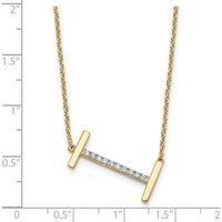 14K Yellow Gold Sideways Diamond Initial "I" Necklace - Personalized Pendant with Diamonds by Oro Pregiato