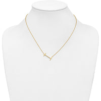 14K Yellow Gold Sideways Diamond Initial "I" Necklace - Personalized Pendant with Diamonds by Oro Pregiato