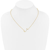 14K Yellow Gold Sideways Diamond Initial J Necklace - 0.10 Carat Total Diamond Weight by Oro Pregiato