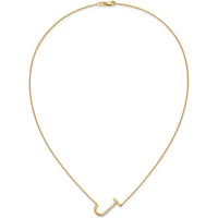 14K Yellow Gold Sideways Diamond Initial J Necklace - 0.10 Carat Total Diamond Weight by Oro Pregiato