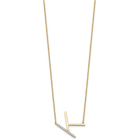 14K Yellow Gold Sideways Diamond Initial K Necklace - 0.14 Carat Total Diamond Weight by Oro Pregiato