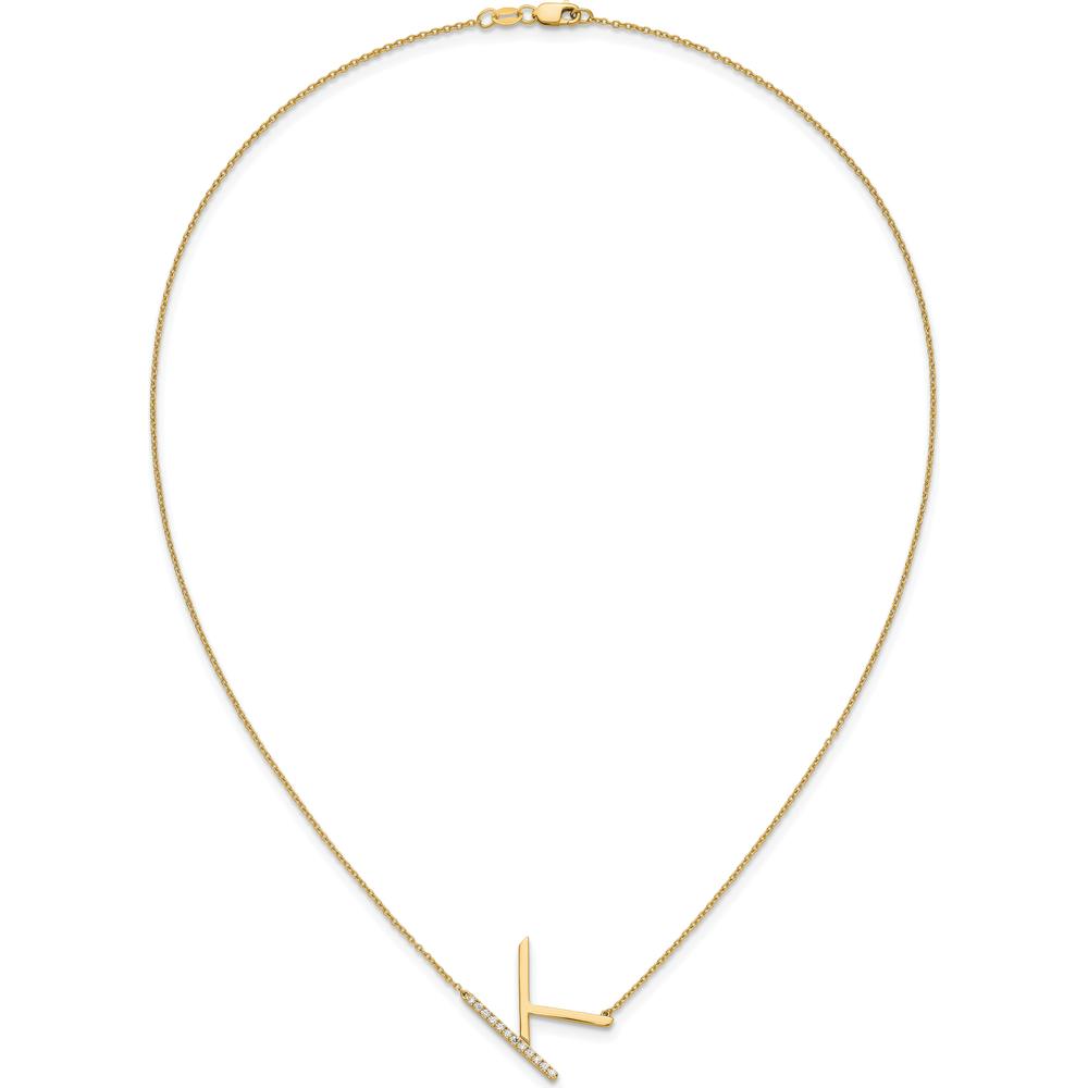 14K Yellow Gold Sideways Diamond Initial K Necklace - 0.14 Carat Total Diamond Weight by Oro Pregiato