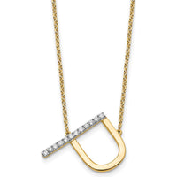 14K Yellow Gold Sideways Diamond Initial "P" Necklace - Personalized Pendant with Diamonds by Oro Pregiato