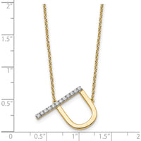 14K Yellow Gold Sideways Diamond Initial "P" Necklace - Personalized Pendant with Diamonds by Oro Pregiato