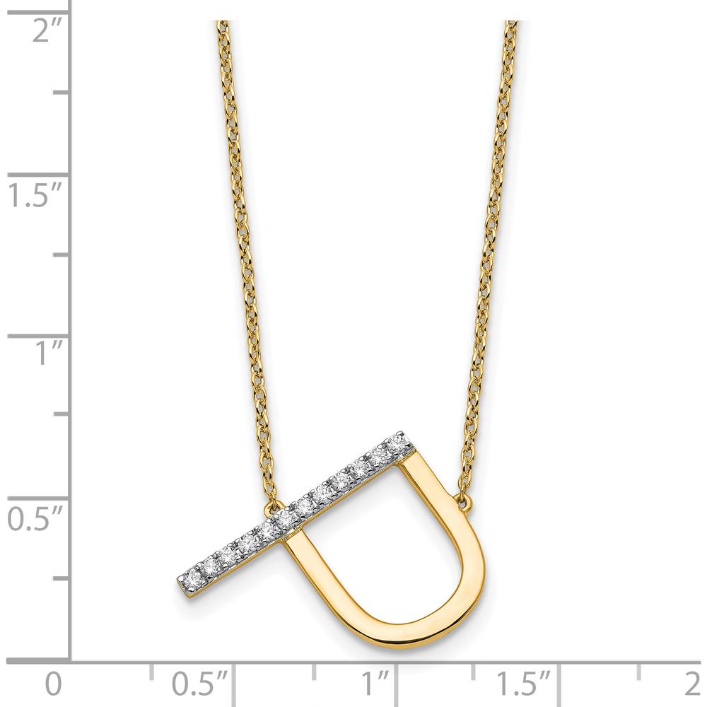 14K Yellow Gold Sideways Diamond Initial "P" Necklace - Personalized Pendant with Diamonds by Oro Pregiato