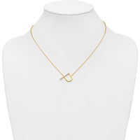 14K Yellow Gold Sideways Diamond Initial "P" Necklace - Personalized Pendant with Diamonds by Oro Pregiato
