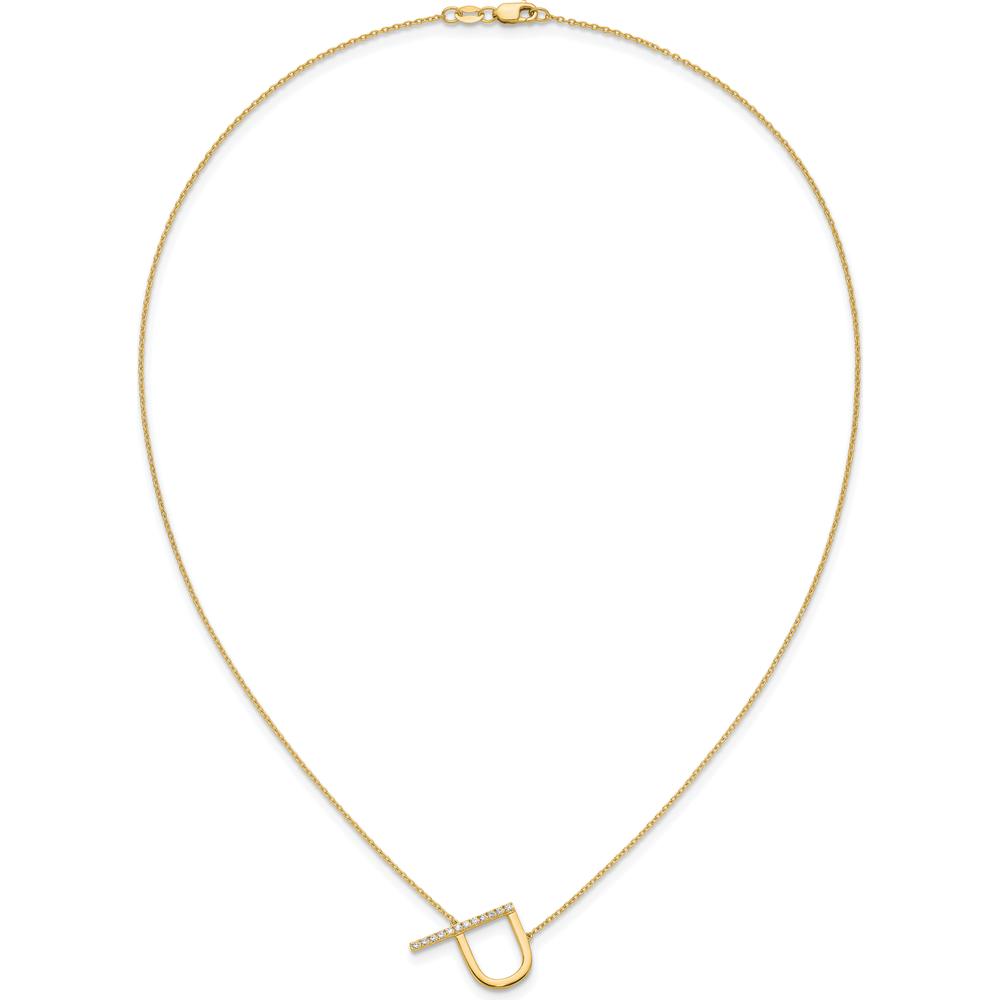 14K Yellow Gold Sideways Diamond Initial "P" Necklace - Personalized Pendant with Diamonds by Oro Pregiato