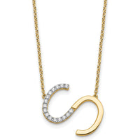 14K Yellow Gold Sideways Diamond Initial 'S' Necklace - 0.12 Carat Total Diamond Weight by Oro Pregiato